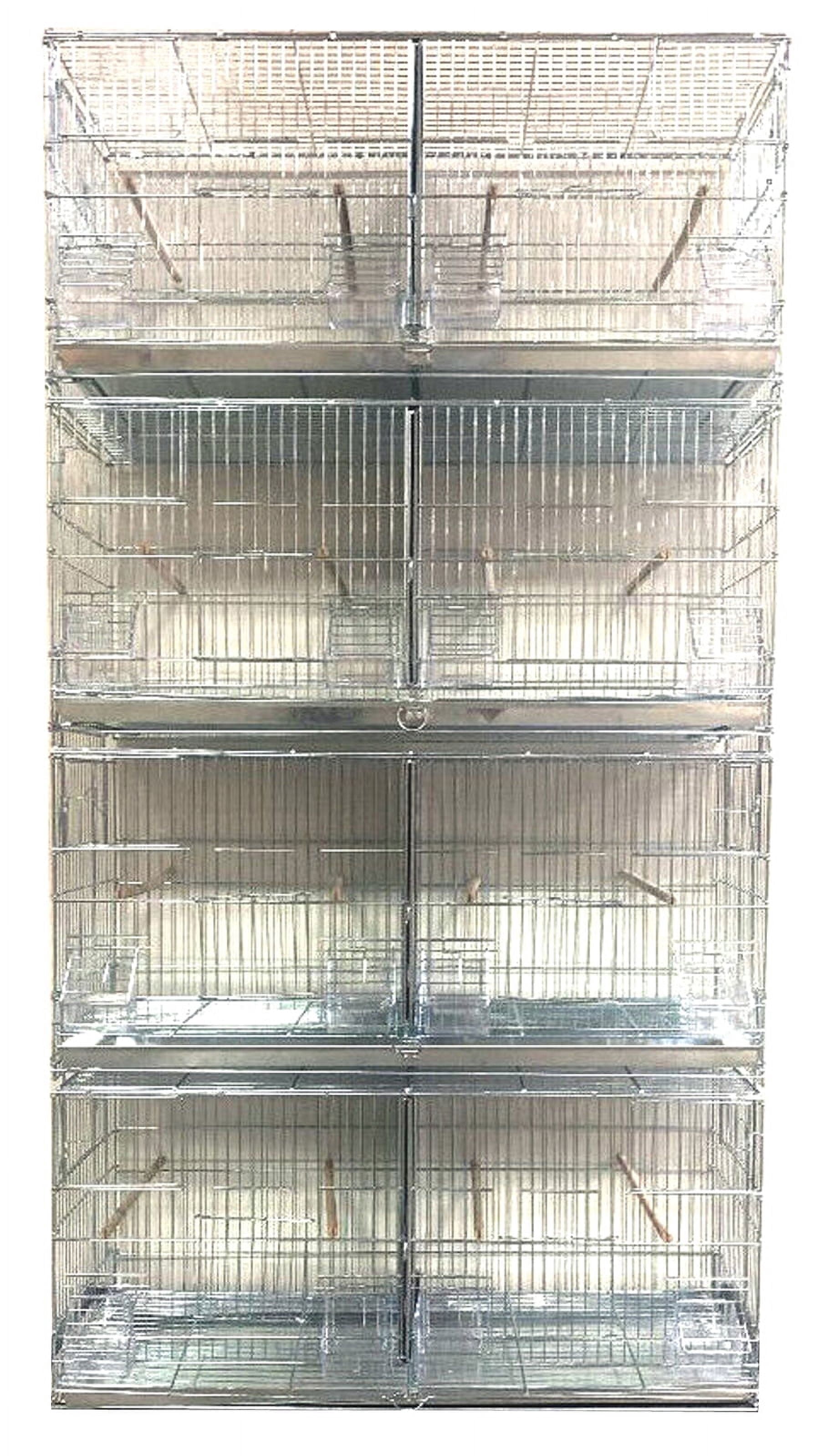 Combo-4 of No Rust Galvanized Zinc Plated Stack & Lock Double Breeding Breeder Flight Bird Cage with Center Dividers Side Breeding Nest Doors Quail Aviary Canary Finches