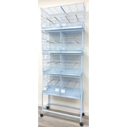 Combo-4 of White Plated Stack & Lock Double Breeding Breeder Flight Bird Cage Center Dividers Side Breeding Nest Box Doors With Removable Rolling Stand