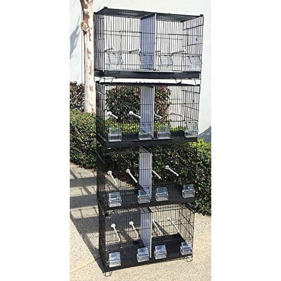 Combo-4 of Stack & Lock Double Breeding Breeder Flight Bird Quail Cage with Center Removable Center Wire and Solid Dividers Breeding Doors