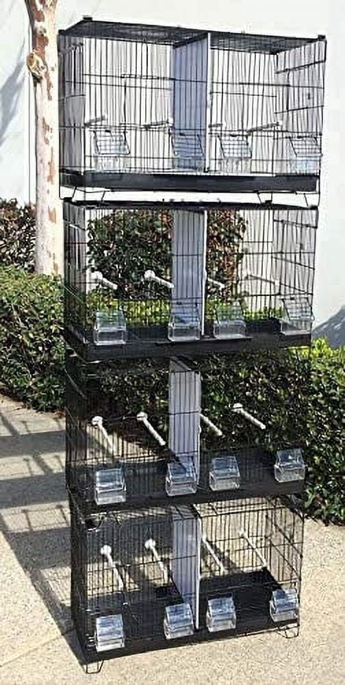 Combo-4 of Stack & Lock Double Breeding Breeder Flight Bird Quail Cage with Center Removable Center Wire and Solid Dividers Breeding Doors
