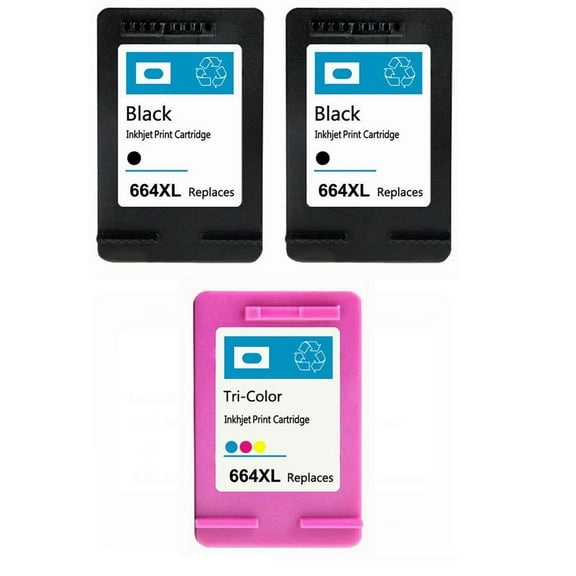 Combo 664 XL Black Color Ink Cartridge Show Ink Deskjet 1115 2136 4536 4676 -3 Pack