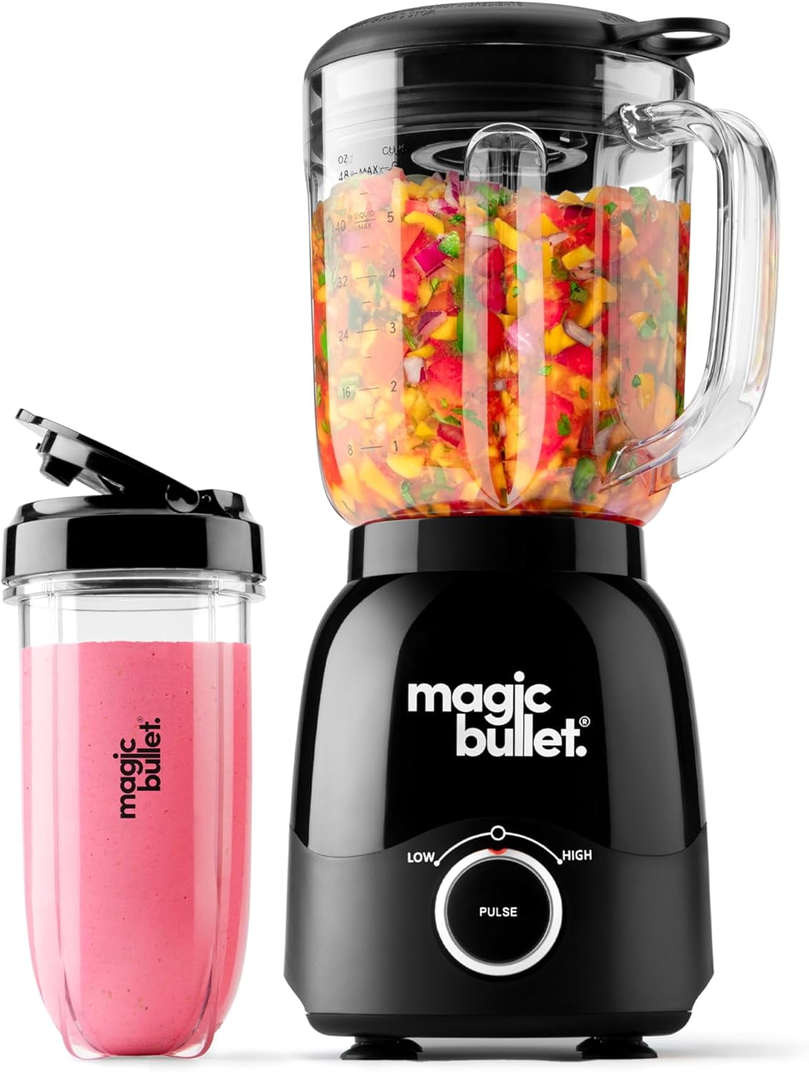 Magic Bullet Silver Countertop Blender with 48oz Pitcher and 20oz Cup