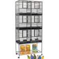 thumbnail image 1 of Combo Breeding Stacker Center Divided Breeder Bird Flight Double Rolling Cage with Side Breeding Nest Door (Black Vein, Triple Stack), 1 of 12