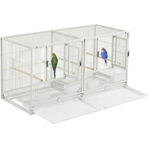 Combo Breeding Stacker Center Divided Breeder Bird Flight Double Rolling Cage with Side Breeding Nest Door Single Stacker