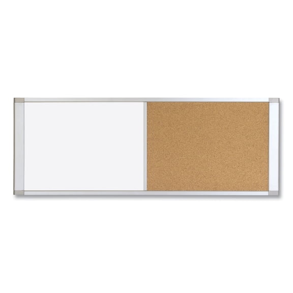 MasterVision XA10003700 36 in. x 18 in. Cubicle Workstation Magnetic Dry Erase/Bulletin Board Combo - Tan/White Surface/Satin Aluminum Frame