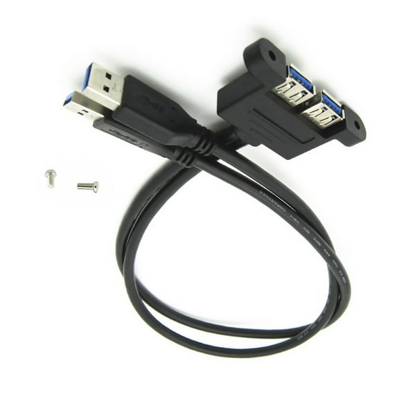 Combo Dual USB 3.0 Extension Cable Fast 4.8Gbps Data Transfer Rate for Panel Mounting