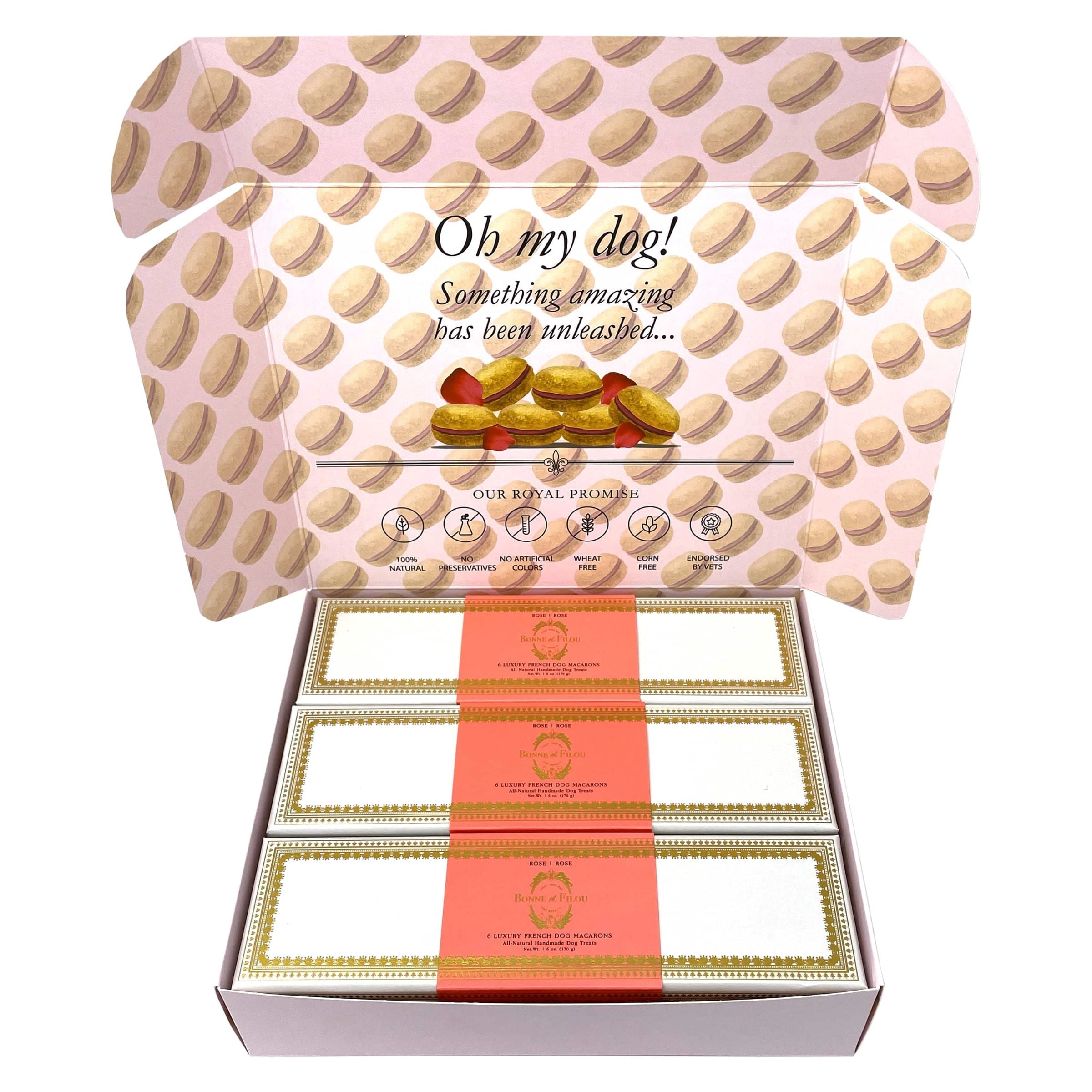 Combo Gift Pack of 3-Boxes Dog Macarons (3x Rose) - Count of 18 ...