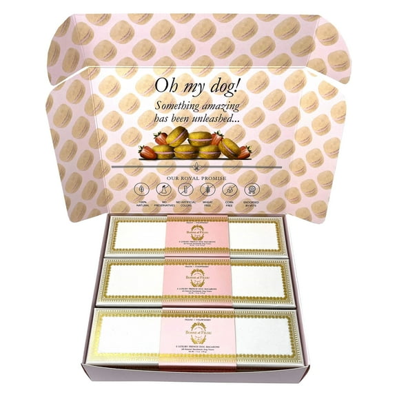 Combo Gift Pack of 3-Boxes Dog Macarons (3x Strawberry) - Count of 18
