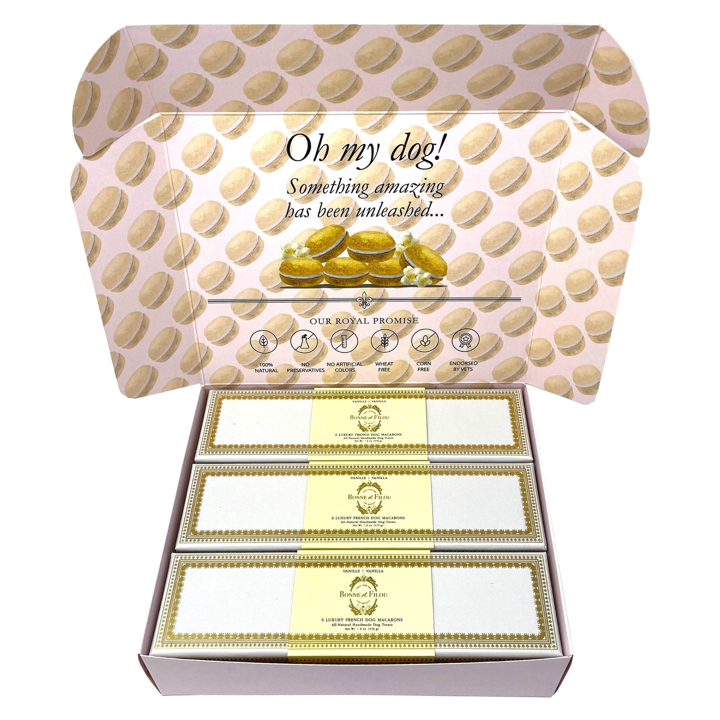 Combo Gift Pack of 3-Boxes Dog Macarons (3x Vanilla) - Count of 18 ...