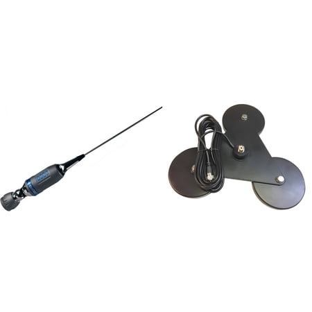 Combo Kit: Sirio Turbo 5000 PL 10M CB Trucker Antenna with Heavy Duty Triplex Mag Mount with Coax