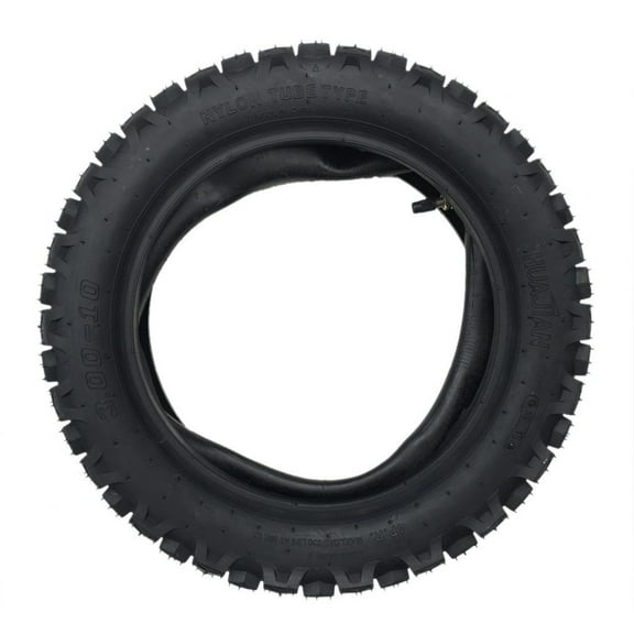 Combo Knobby Tire with Inner Tube 3.00-10 (80/100-10) Front or Rear Trail Off Road Mini Trail Dirt Pit Bike Motocross Razor 50cc-125cc CRF50 XR50 TTR50 PW50 JR50 DRZ70 SSR Coolster 70cc
