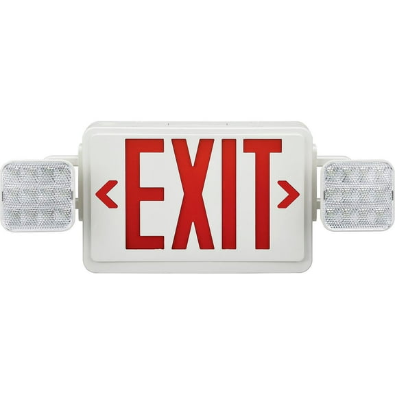 Global Industrial Combo LED Emergency Exit Sign Red Letters Ceiling & Wall Mount