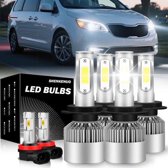 Combo LED Headlight+Fog Lights Bulbs Kit 6000K white For Kia Sedona EX / SX 2015-2017
