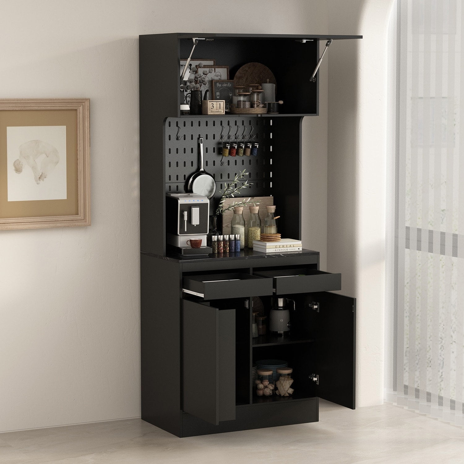 Combo Large Kitchen Pantry Storage Cabinet Pantry Cabinet Dinning Room ...
