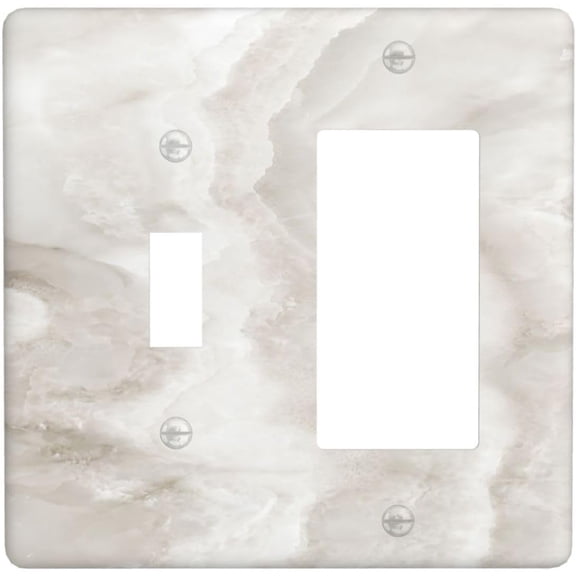Combo Light Switch Cover Outlet Covers Beige Marble Texture Pattern 1 Toggle Rocker Wall Plate For Farmhouse Cabin Decor