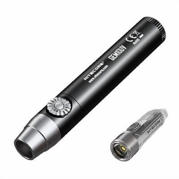 Combo: Nitecore GEM10UV Flashlight -3W 365nm UV-A LED w/Tiki Mini Keychain Light