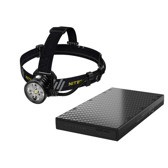 Combo: Nitecore HU60 USB Powerbank Powered Elite LED Headlamp - 1600 Lumen with NB5000 Power Bank, wireless control