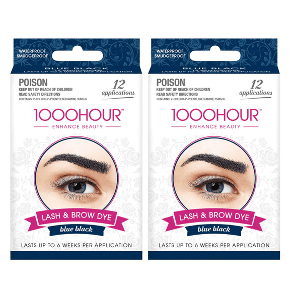 Combo Pack! 1000 Hour Eyelash & Brow Dye/Tint Kit Permanent Mascara (Blue Black & Blue Black)