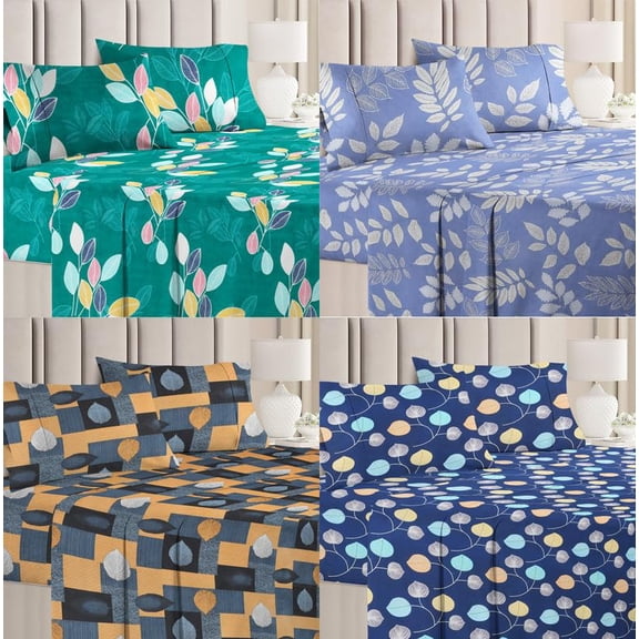 Combo Pack Of 4 Double Bedsheets With 8 Pillow Covers - 86 X 86 Inches, Multicolor | 160 Thread Count Soft Brushed Microfiber Long Lasting & Wrinkle Free