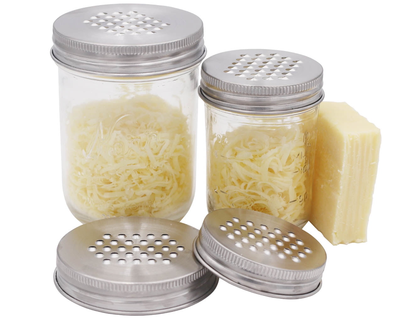 Combo Pack Grater/Shredder Stainless Steel Lids for Mason Jars
