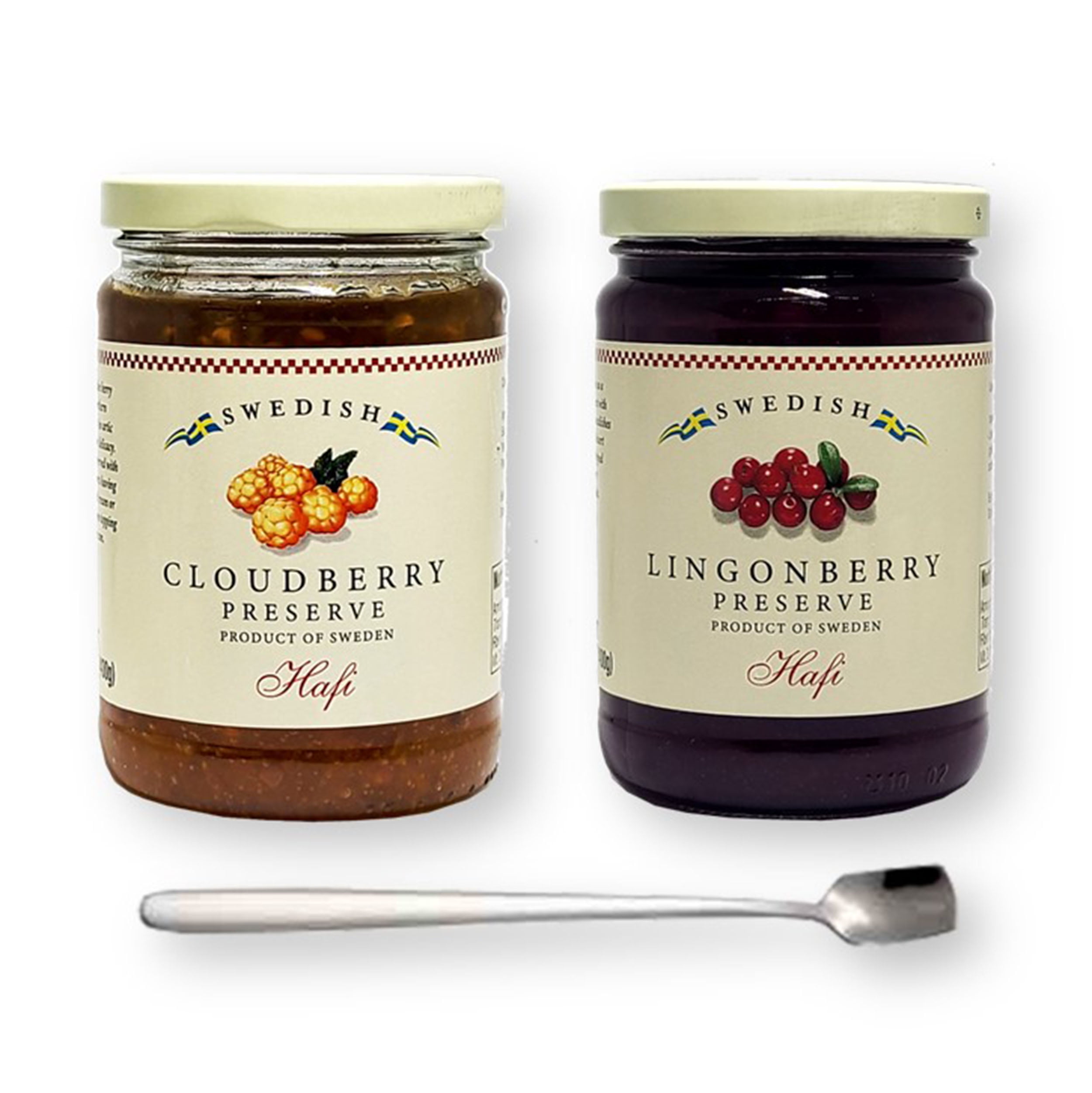 Combo Pack of Hafi Swedish Lingonberry & Swedish Cloudberry Preserves