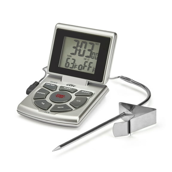 Combo Probe Thermometer, Timer & Clock - Silver