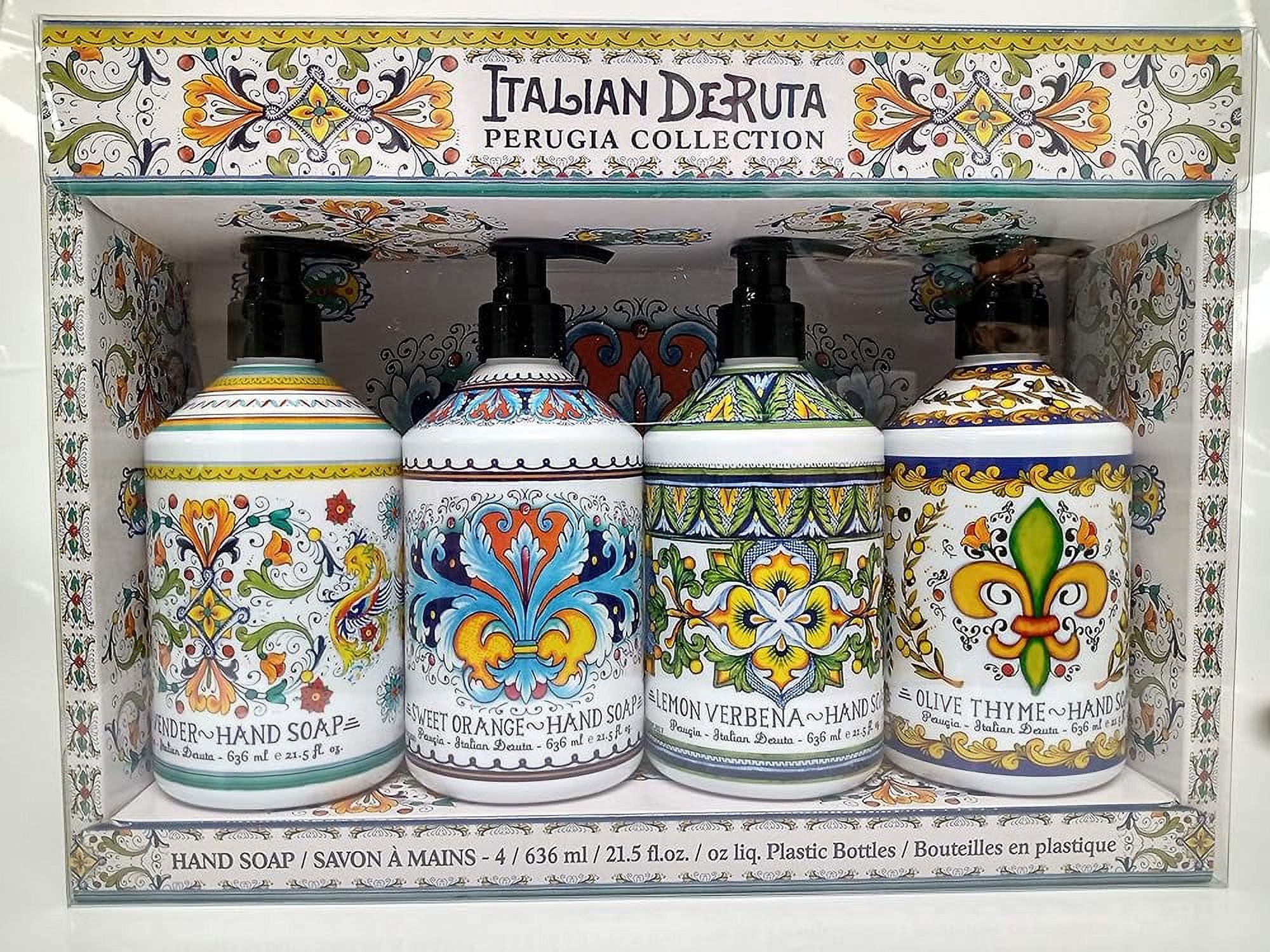 Combo Set 4, Italian Deruta Hand Soap Collection 21.5 FL OZ Each