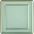 thumbnail image 1 of Combo Set 7.75" Dessert Plates and 10.75" inch Square Green Plastic Plates with Gold Rim, Disposable China Like Party Plate, Heavy Duty Dinner Charger Plate, Salad, Wedding, Tableware (30), 1 of 7