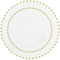thumbnail image 1 of Combo Set 7" Dessert Plates and 10" inch Round White Plastic Plates with Gold Beaded Rim, Disposable China Like Party Plate, Heavy Duty Dinner Charger Plate, Salad, Wedding, Tableware (128), 1 of 5
