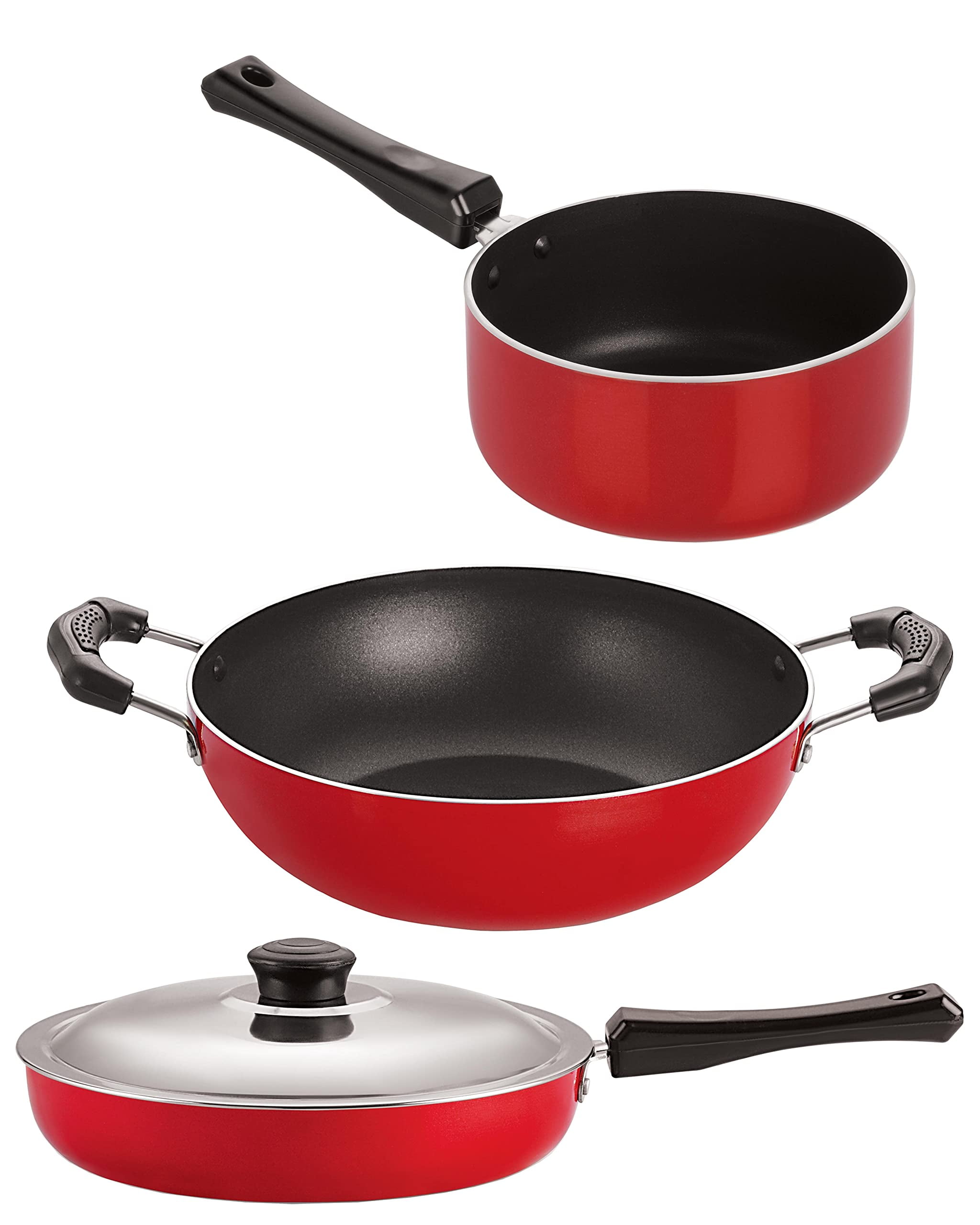 Combo Set Of Fry Pan & Kadai (Fry Pan With Stainless Steel Lid 2.25