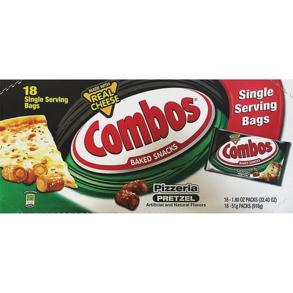 Combos Baked Pretzel Snack - Spicy Cheese Pizza - 1 Serving Pack - 1.80 oz - 18 / Box | Bundle of 10 Boxes