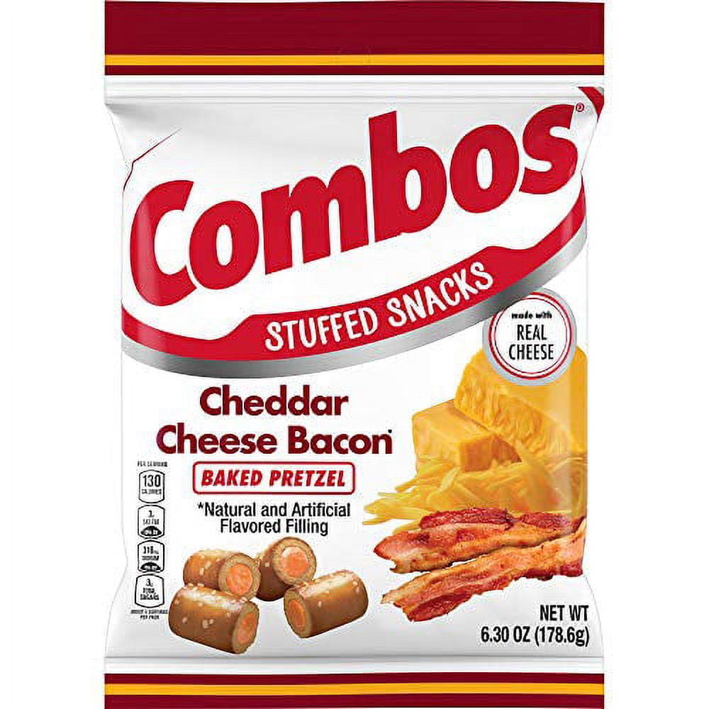 Combos Cheddar Cheese Bacon Pretzel Baked Snacks, 6.23Oz Bag, 6.3 Oz