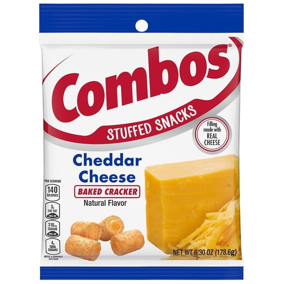 Combos Cheddar Cheese Cracker Baked Snacks Bag 6.3 oz