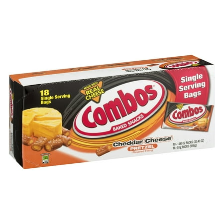 Combos Cheddar Cheese Pretzel Baked Snacks, 1.8 oz (18 Pack)
