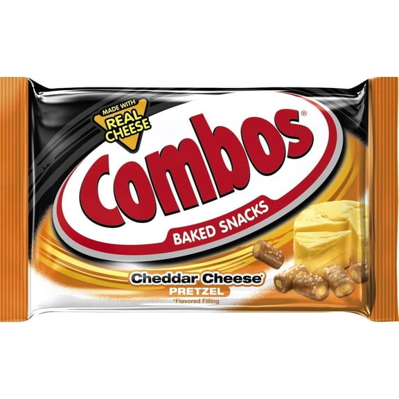 Combos Cheddar Cheese Pretzel Singles Snacks - 18 count per pack -- 12 packs per case.