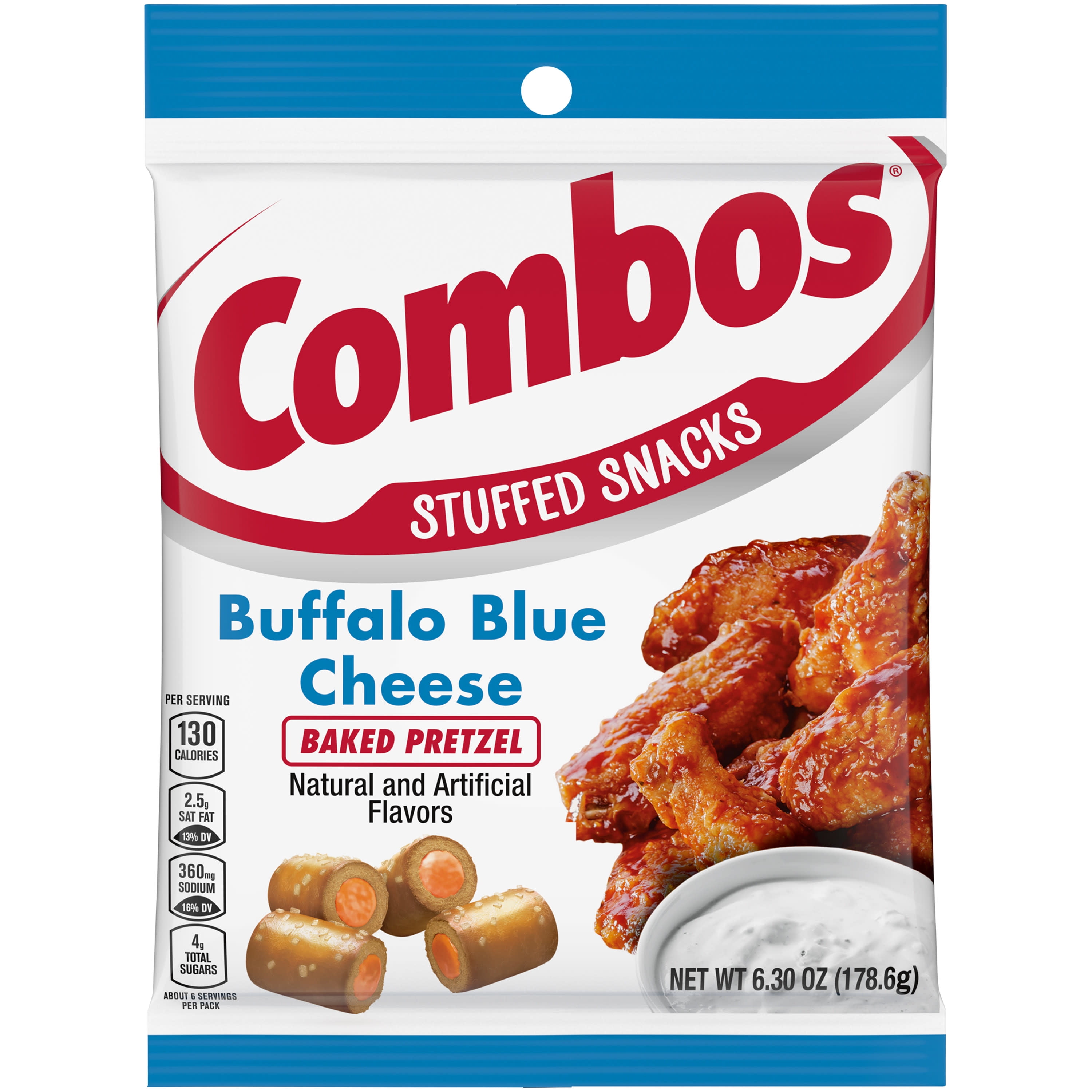 Combos Snacks Buffalo Blue Cheese Baked Pretzel Snacks - 6.3 oz Bag