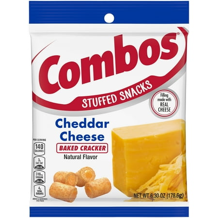 Combos Stuffed Snacks Cheddar Cheese Baked Cracker Snacks - 6.3 oz Bag