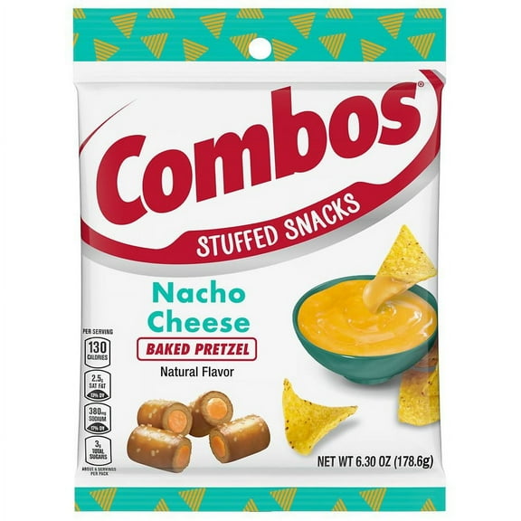 Combos Stuffed Snacks Nacho Cheese Baked Pretzel Snacks 6.3 oz