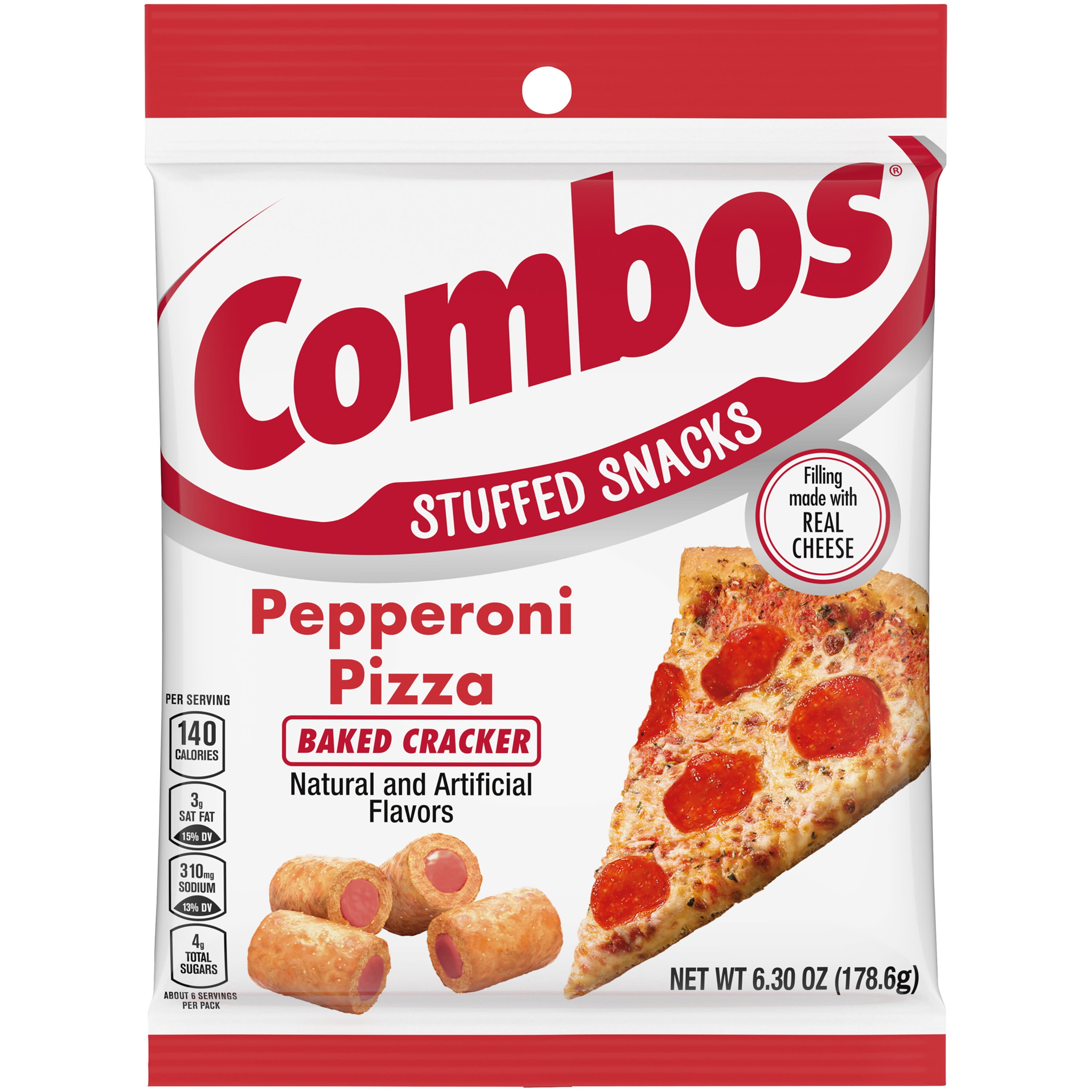 Combos Stuffed Snacks Pepperoni Pizza Baked Cracker Snacks 6.3 oz