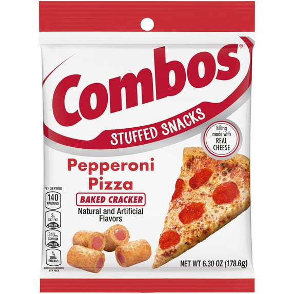 Combos Stuffed Snacks Pepperoni Pizza Baked Cracker Snacks - 6.3 oz