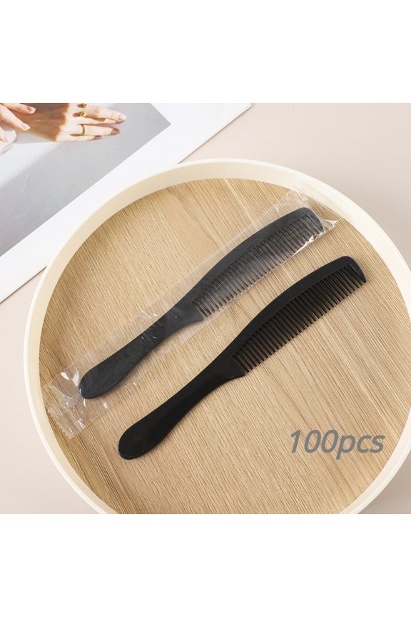 Combs Individually Wrapped 100 Pcs Black Disposable  Plastic Comb for Travel/ Hotel/ Charity (7in)