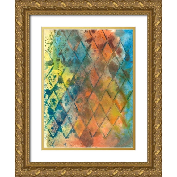 Combs, Joyce 15x18 Gold Ornate Wood Framed with Double Matting Museum Art Print Titled - Spring Lattice I