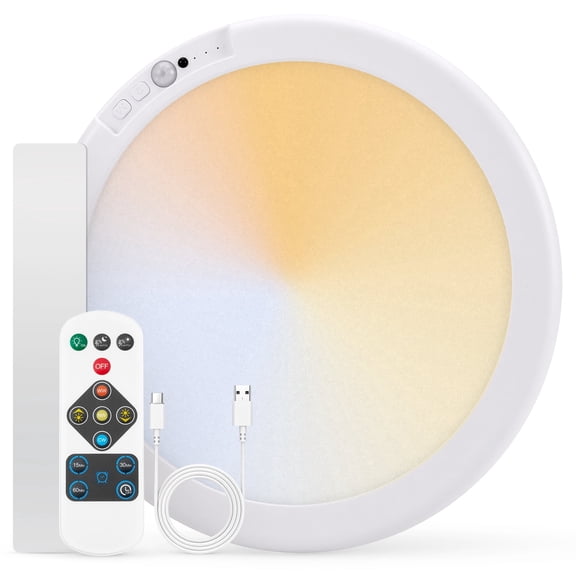 Combuh Rechargeable Ceiling Light, Shower Lights for Inside Shower, Wireless Lights Battery Operated, Motion Sensor Magnetic Remote Waterproof, 9.84"