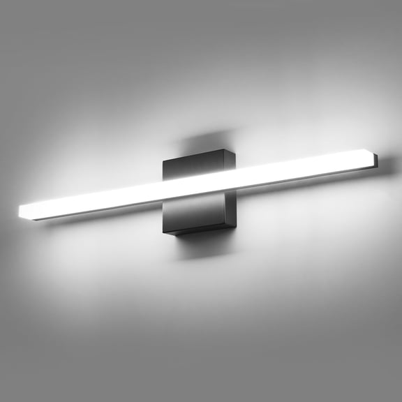 Combuh Bathroom Light Fixtures Matte Black LED Vanity Light Bar, 24 inch 14W Long Linear Bath Lighting Over Mirror Wall Lamps for Restroom Bedroom Cool White 6000K