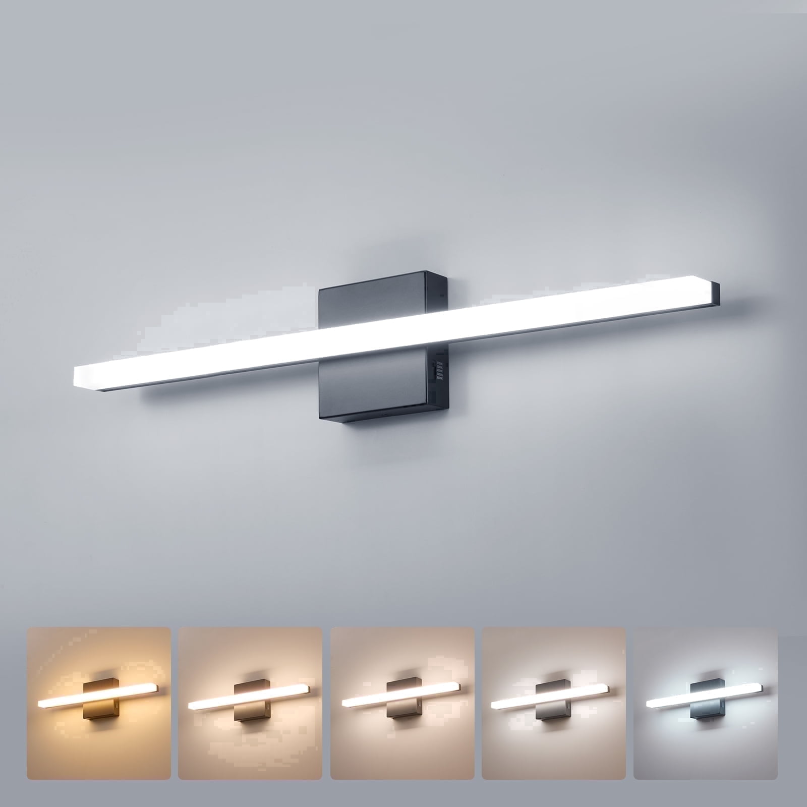 Combuh 5CCT bathroom light fixtures Over Mirror 24 Inch Farmhouse Black Vanity Lights, 14W 1250LM LED Lighting Bar for Kitchen Room Cool White/Natural White/Warm White