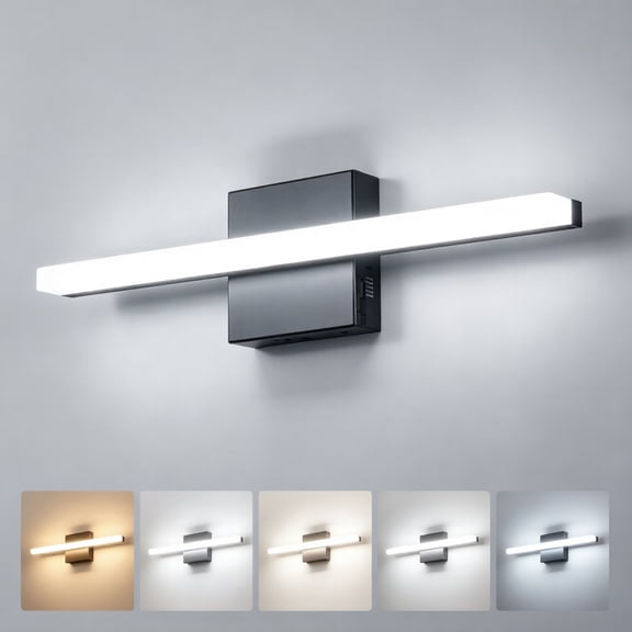 Combuh Bathroom Lighting Fixtures Over Mirror, LED Bathroom Vanity Light for Mirror, 5CCT Modern Wall Sconces for Restroom Makeup, 16 inch, Black