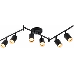 Combuh LED 6 Light Track Lighting Kit Matte Black Ceiling Spotlight Fixtures for Kitchen, Flexibly Rotatable Head Foldable Light Arms Modern Track Lights for Bedroom Living Room, Bulb Not Included