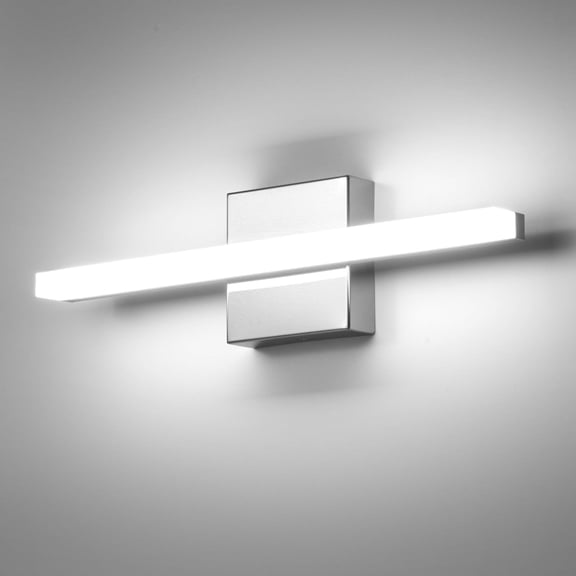 Combuh Modern Acrylic Bathroom Light Fixtures Over Mirror LED Vanity Lights, 16 Inch 9W Chrome Farmhouse Wall Lighting for Living Room Kitchen Cool White 6000K