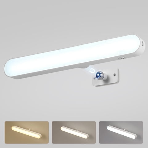 Combuh Rechargeable Makeup Light Bar Bathroom LED Stick on Vanity Lighting for Mirror, Adjustable Color Brightness & Angle Makeup Light Wireless Attachable Wall Lamp for Dresser Cabinet