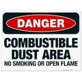 thumbnail image 1 of Combustible Dust Area No smoking Or Open Flame Sign, OSHA Danger Sign, 18x24 Corrugated Plastic, 1 of 1